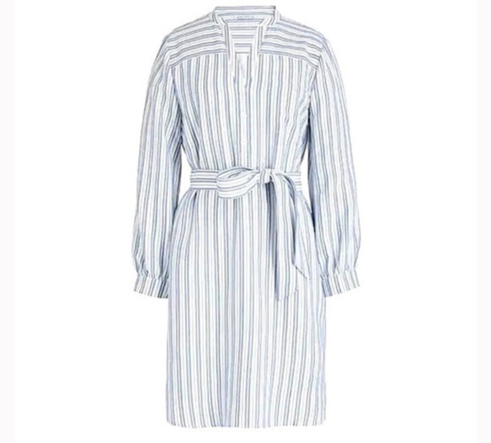 J. Crew Mercantile Textured stripe shirt-dress White Blue Stripe Size S L2370